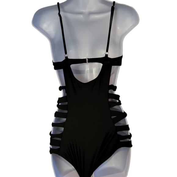 Cage One Piece Strapy Sides Swimsuit Bikini - Picture 3 of 4